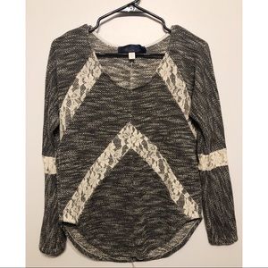 Francesca’s Blue Rain Textured Lace Sweater // XS